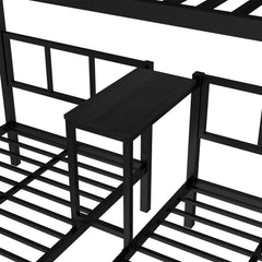 Bellemave® Twin/Twin XL over Twin & Twin Metal Triple Bunk Bed with Desk and Shelves - Bellemave