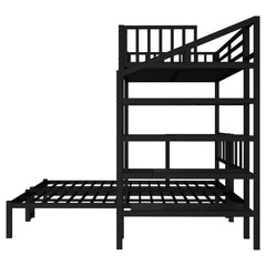 Bellemave® Twin/Twin XL over Twin & Twin Metal Triple Bunk Bed with Desk and Shelves - Bellemave