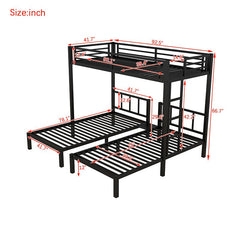 Bellemave® Twin/Twin XL Over Twin&Twin Metal Triple Bunk Bed - Bellemave