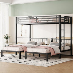 Bellemave® Twin/Twin XL Over Twin&Twin Metal Triple Bunk Bed - Bellemave