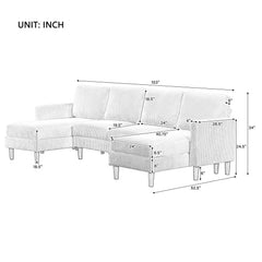 Bellemave® U - Shaped Sponge - filled Cushion Combination Sofa - Bellemave