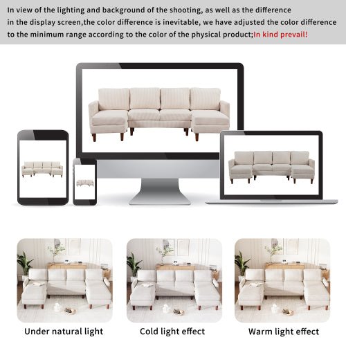 Bellemave® U - Shaped Sponge - filled Cushion Combination Sofa - Bellemave
