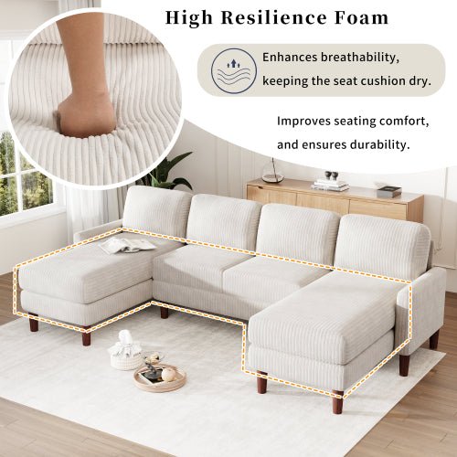Bellemave® U - Shaped Sponge - filled Cushion Combination Sofa - Bellemave