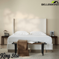 Bellemave® Upholstered Bed Frame with Headboard, Wood Base Floor Platform Beds, No Box Spring Needed No Noise - Bellemave