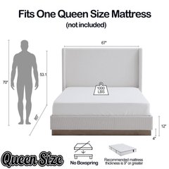 Bellemave® Upholstered Bed Frame with Headboard, Wood Base Floor Platform Beds, No Box Spring Needed No Noise - Bellemave