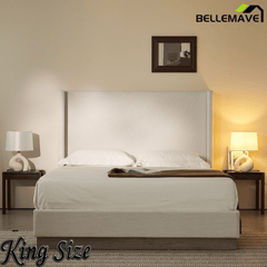 Bellemave® Upholstered Bed Frame with Headboard, Wood Base Floor Platform Beds, No Box Spring Needed No Noise - Bellemave