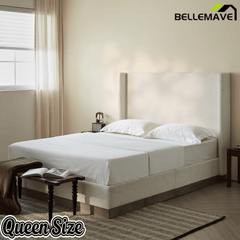 Bellemave® Upholstered Bed Frame with Headboard, Wood Base Floor Platform Beds, No Box Spring Needed No Noise - Bellemave