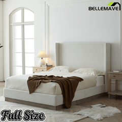 Bellemave® Upholstered Bed Frame with Headboard, Wood Base Floor Platform Beds, No Box Spring Needed No Noise - Bellemave