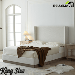 Bellemave® Upholstered Bed Frame with Headboard, Wood Base Floor Platform Beds, No Box Spring Needed No Noise - Bellemave