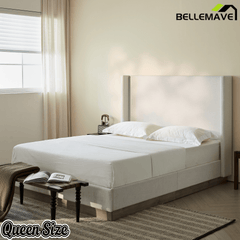Bellemave® Upholstered Bed Frame with Headboard, Wood Base Floor Platform Beds, No Box Spring Needed No Noise - Bellemave