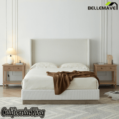 Bellemave® Upholstered Bed Frame with Headboard, Wood Base Floor Platform Beds, No Box Spring Needed No Noise - Bellemave