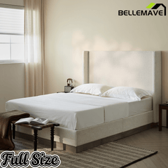 Bellemave® Upholstered Bed Frame with Headboard, Wood Base Floor Platform Beds, No Box Spring Needed No Noise - Bellemave