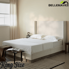Bellemave® Upholstered Bed Frame with Headboard, Wood Base Floor Platform Beds, No Box Spring Needed No Noise - Bellemave