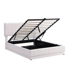 Bellemave® Upholstered Bed with Hydraulic Storage System and LED Light, Sockets and USB Ports - Bellemave