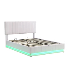 Bellemave® Upholstered Bed with Hydraulic Storage System and LED Light, Sockets and USB Ports - Bellemave