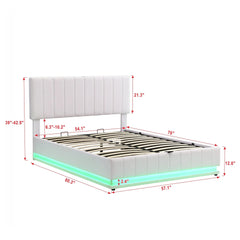 Bellemave® Upholstered Bed with Hydraulic Storage System and LED Light, Sockets and USB Ports - Bellemave