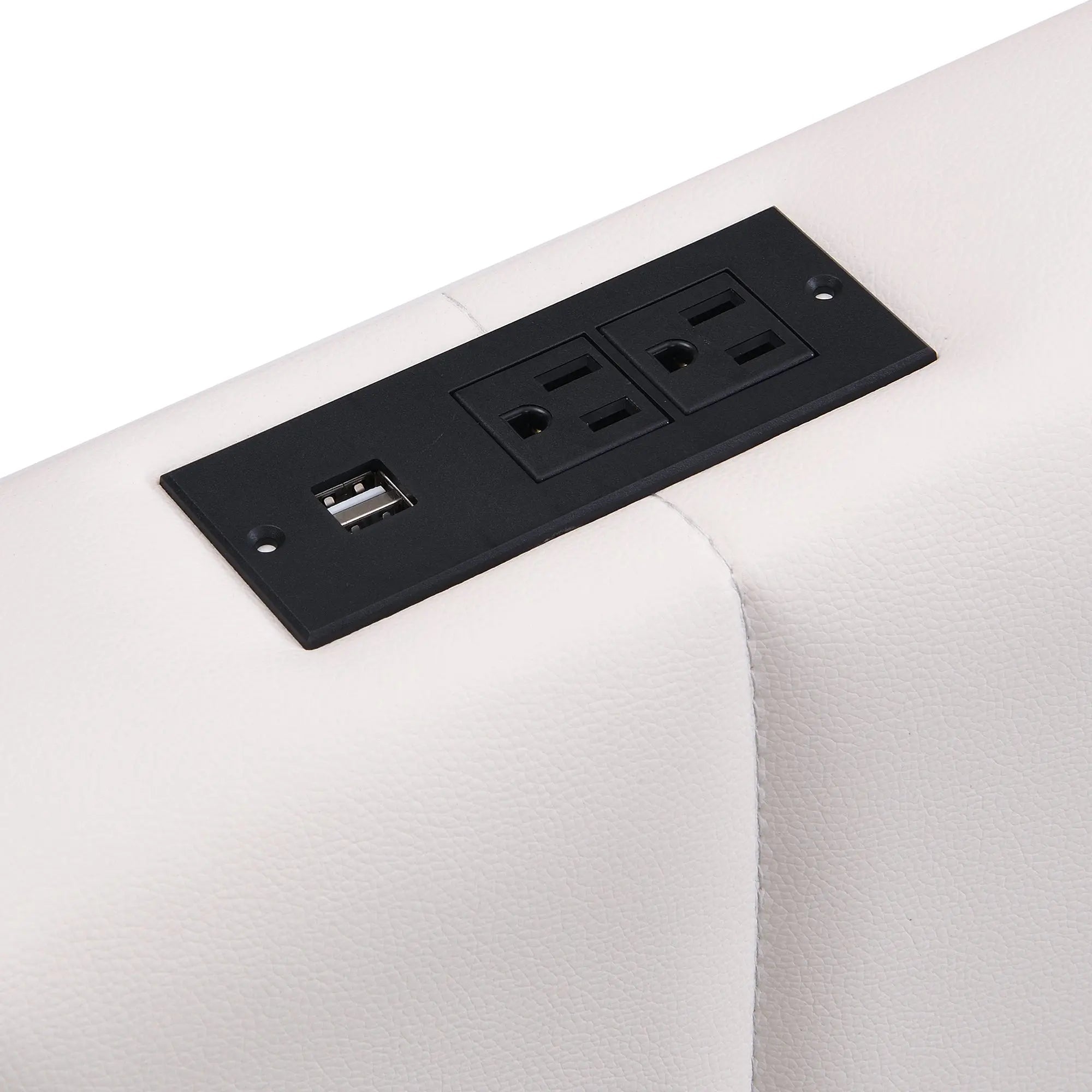 Bellemave® Upholstered Bed with Hydraulic Storage System and LED Light, Sockets and USB Ports - Bellemave