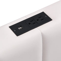 Bellemave® Upholstered Bed with Hydraulic Storage System and LED Light, Sockets and USB Ports - Bellemave