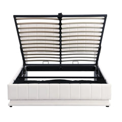 Bellemave® Upholstered Bed with Hydraulic Storage System and LED Light, Sockets and USB Ports - Bellemave