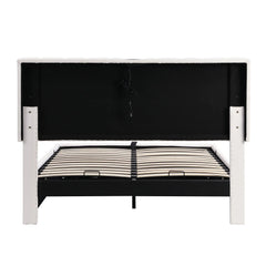 Bellemave® Upholstered Bed with Hydraulic Storage System and LED Light, Sockets and USB Ports - Bellemave