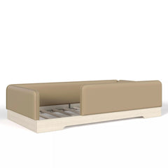Bellemave® Upholstered Montessori Floor Bed with Removable Guardrails, Faux Leather Low Profile Platform Bed - Bellemave
