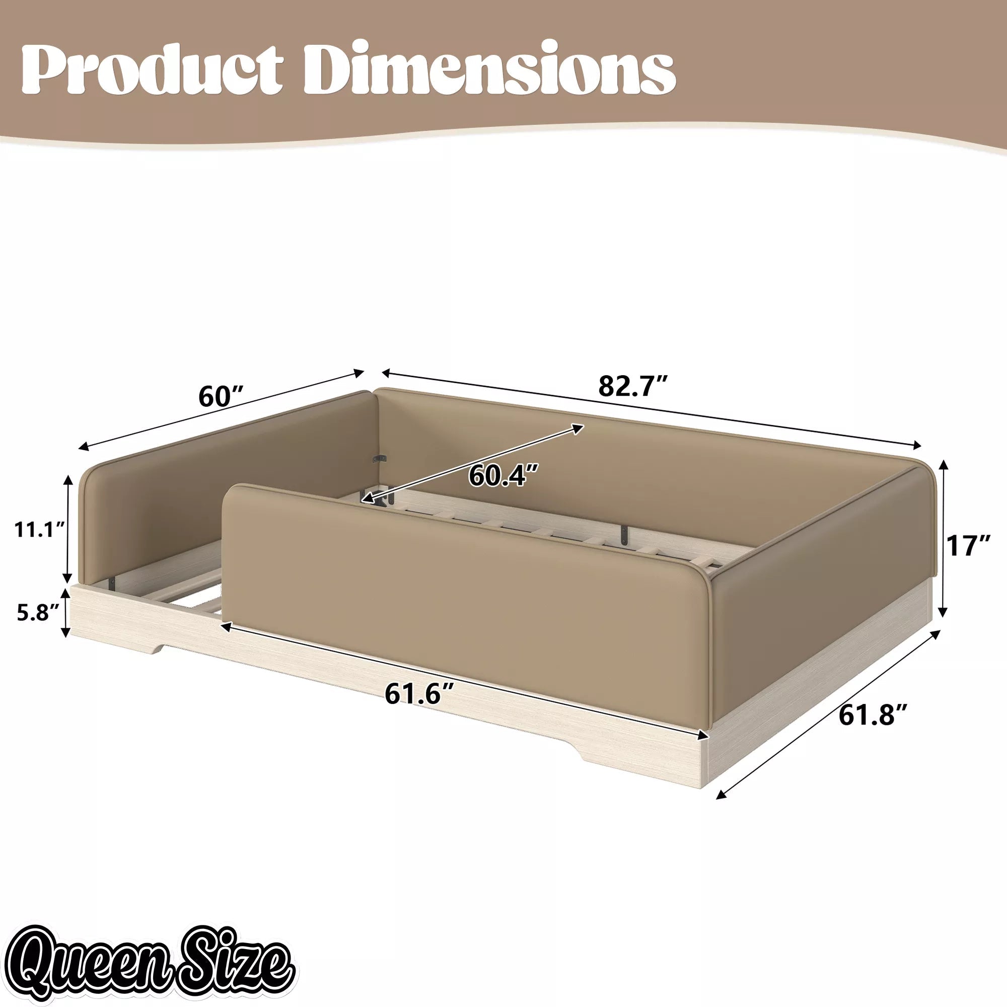 Bellemave® Upholstered Montessori Floor Bed with Removable Guardrails, Faux Leather Low Profile Platform Bed - Bellemave