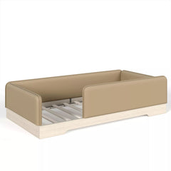 Bellemave® Upholstered Montessori Floor Bed with Removable Guardrails, Faux Leather Low Profile Platform Bed - Bellemave