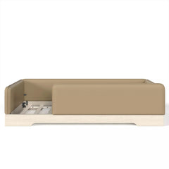 Bellemave® Upholstered Montessori Floor Bed with Removable Guardrails, Faux Leather Low Profile Platform Bed - Bellemave