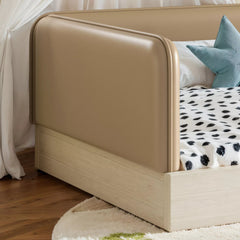 Bellemave® Upholstered Montessori Floor Bed with Removable Guardrails, Faux Leather Low Profile Platform Bed - Bellemave