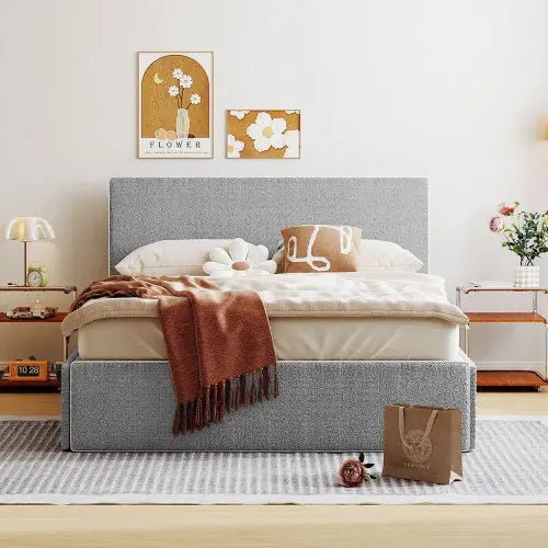 Bellemave® Upholstered Platform Bed with 4 Drawers and Golden Edge on the Headboard & Footboard - Bellemave