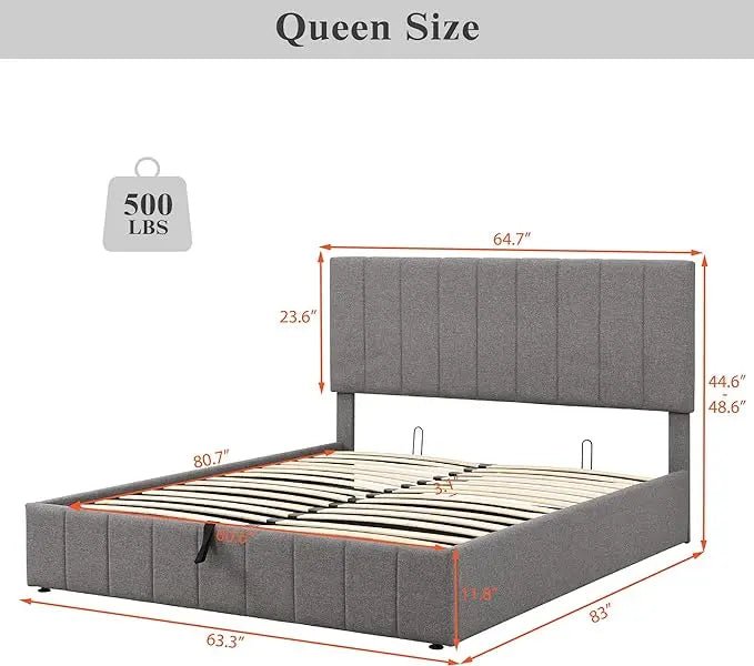 Bellemave® Upholstered Platform Bed with A Hydraulic Storage System - Bellemave