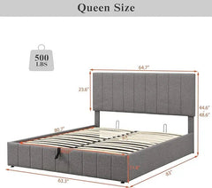 Bellemave® Upholstered Platform Bed with A Hydraulic Storage System - Bellemave
