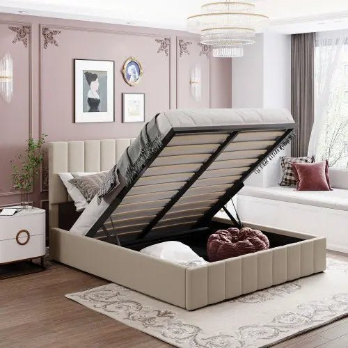 Bellemave® Upholstered Platform Bed with A Hydraulic Storage System - Bellemave