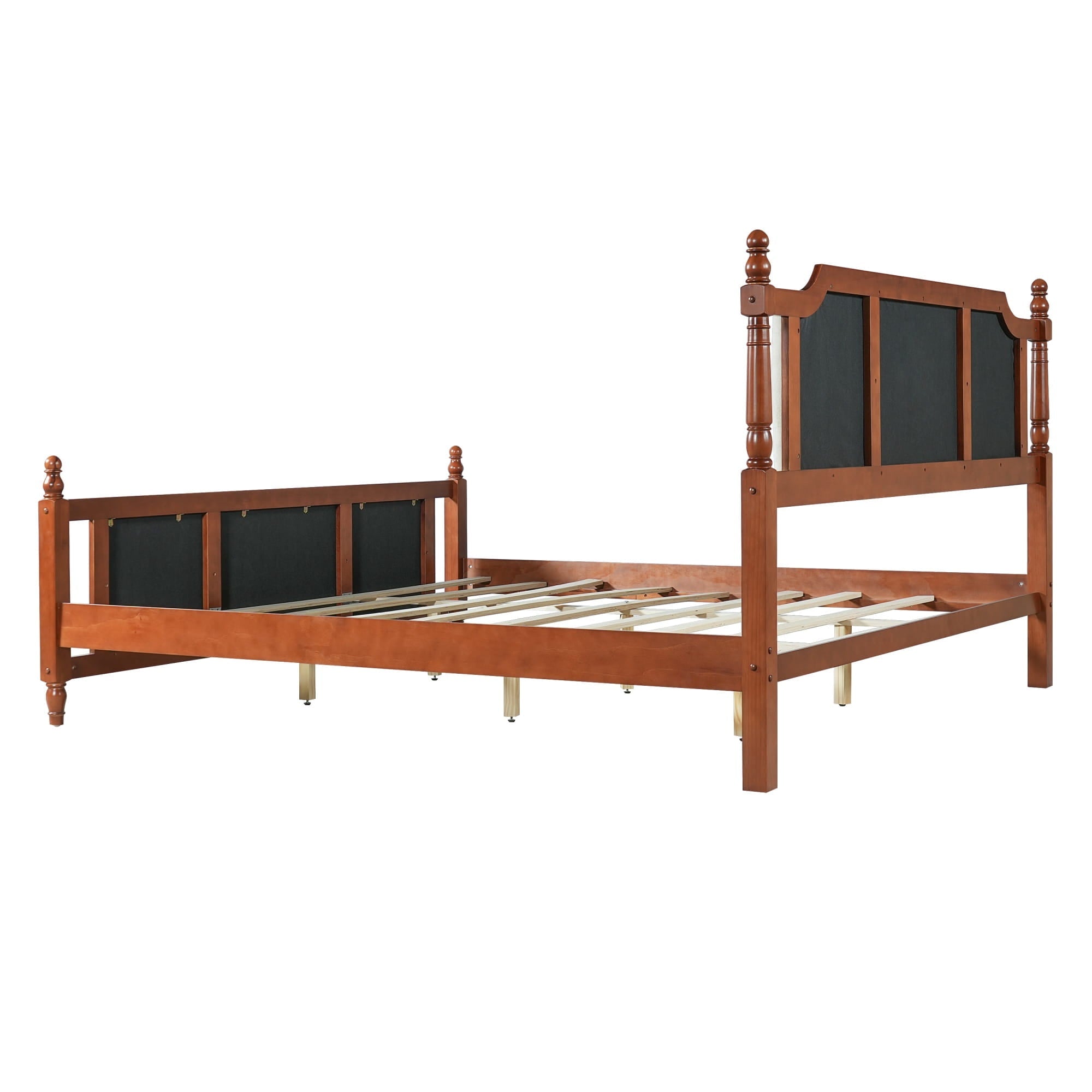 Bellemave® Upholstered Platform Bed with Button Tufted Headboard,Solid Wood Farmhouse Bed with Velvet Headboard and Footboard - Bellemave