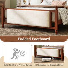 Bellemave® Upholstered Platform Bed with Button Tufted Headboard,Solid Wood Farmhouse Bed with Velvet Headboard and Footboard - Bellemave