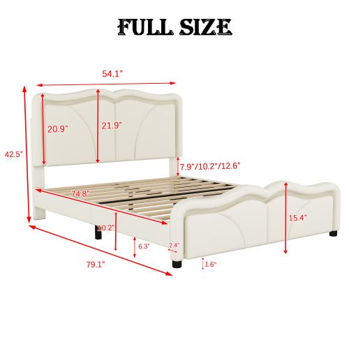 Bellemave® Upholstered Platform Bed with Curve Shape and Height - adjustable Headboard,LED Light Strips - Bellemave