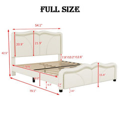 Bellemave® Upholstered Platform Bed with Curve Shape and Height - adjustable Headboard,LED Light Strips - Bellemave
