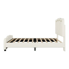 Bellemave® Upholstered Platform Bed with Curve Shape and Height - adjustable Headboard,LED Light Strips - Bellemave