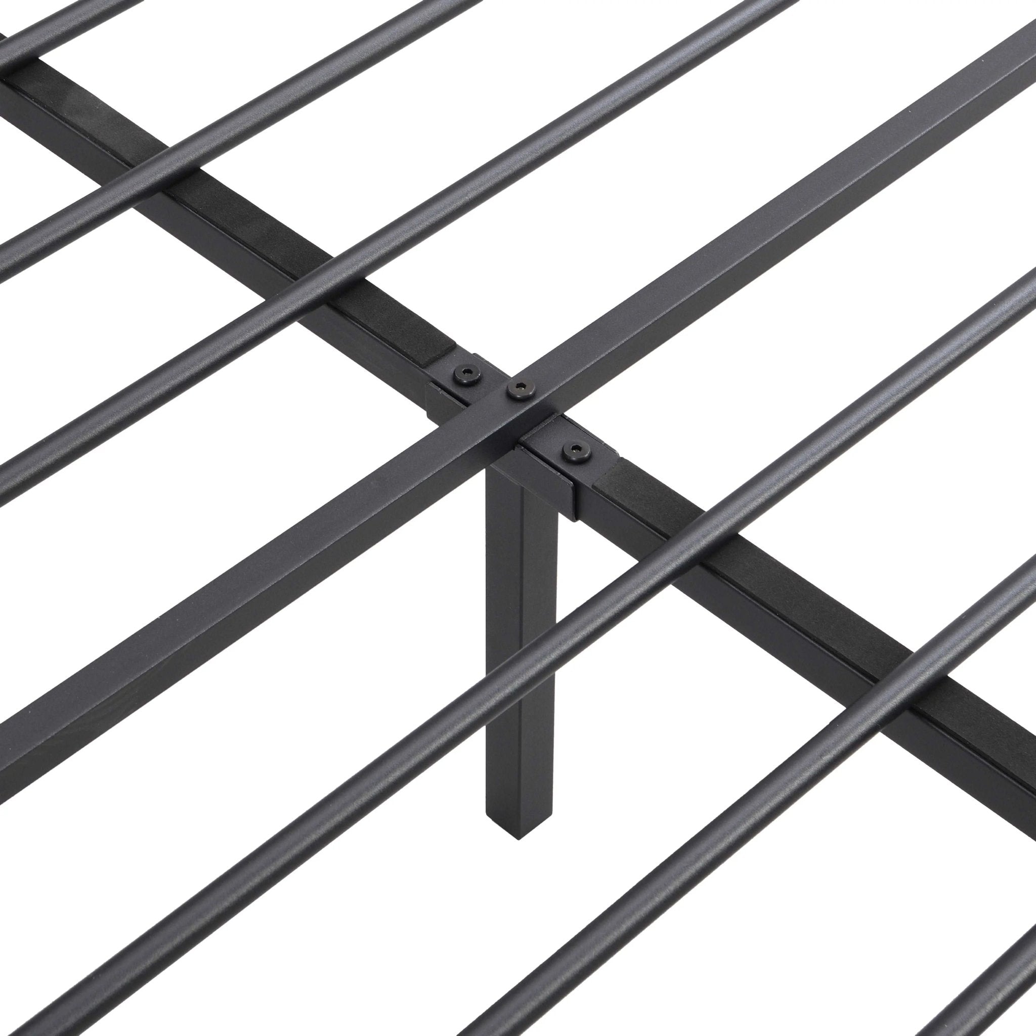 Bellemave® Upholstered Platform Bed with Heavy Metal Slats with Storage Headboard, Charging Station and LED Lights - Bellemave