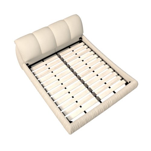 Bellemave® Upholstered Platform Bed with Oversized Padded Backrest, Thickening Pinewooden Slats and Solid Wood Leg - Bellemave
