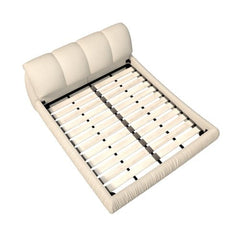 Bellemave® Upholstered Platform Bed with Oversized Padded Backrest, Thickening Pinewooden Slats and Solid Wood Leg - Bellemave
