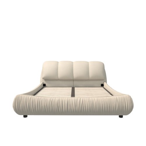 Bellemave® Upholstered Platform Bed with Oversized Padded Backrest, Thickening Pinewooden Slats and Solid Wood Leg - Bellemave