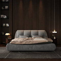 Bellemave® Upholstered Platform Bed with Oversized Padded Backrest, Thickening Pinewooden Slats and Solid Wood Leg - Bellemave