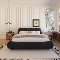 Bellemave® Upholstered Platform Bed with Oversized Padded Backrest, Thickening Pinewooden Slats and Solid Wood Leg - Bellemave