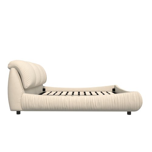 Bellemave® Upholstered Platform Bed with Oversized Padded Backrest, Thickening Pinewooden Slats and Solid Wood Leg - Bellemave