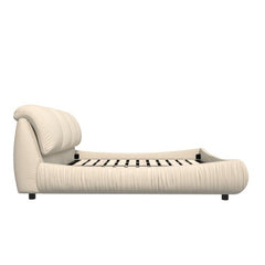 Bellemave® Upholstered Platform Bed with Oversized Padded Backrest, Thickening Pinewooden Slats and Solid Wood Leg - Bellemave