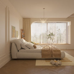 Bellemave® Upholstered Platform Bed with Oversized Padded Backrest, Thickening Pinewooden Slats and Solid Wood Leg - Bellemave