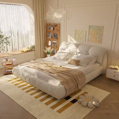 Bellemave® Upholstered Platform Bed with Oversized Padded Backrest, Thickening Pinewooden Slats and Solid Wood Leg - Bellemave