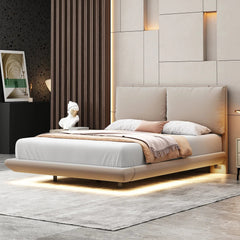 Bellemave® Upholstered Platform Bed with Sensor Light and 2 Large Backrests, 2 sets of USB Port and Socket on each rear Bed Leg - Bellemave