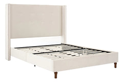 Bellemave® Upholstered Platform Bed with Traditional Hand Buttoned Tufting High Headboard,Nailhead Trim Wingback - Bellemave